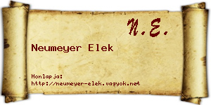 Neumeyer Elek névjegykártya